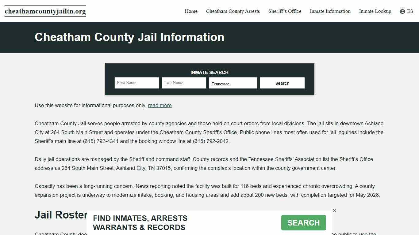 Cheatham County, TN Jail Roster, Inmate Info